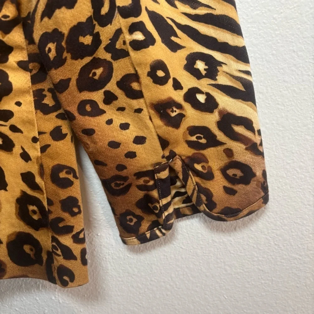 Versailles Animal Print Blazer Jacket Size 6 Leopard & Tiger Mixed Y2K Inspired